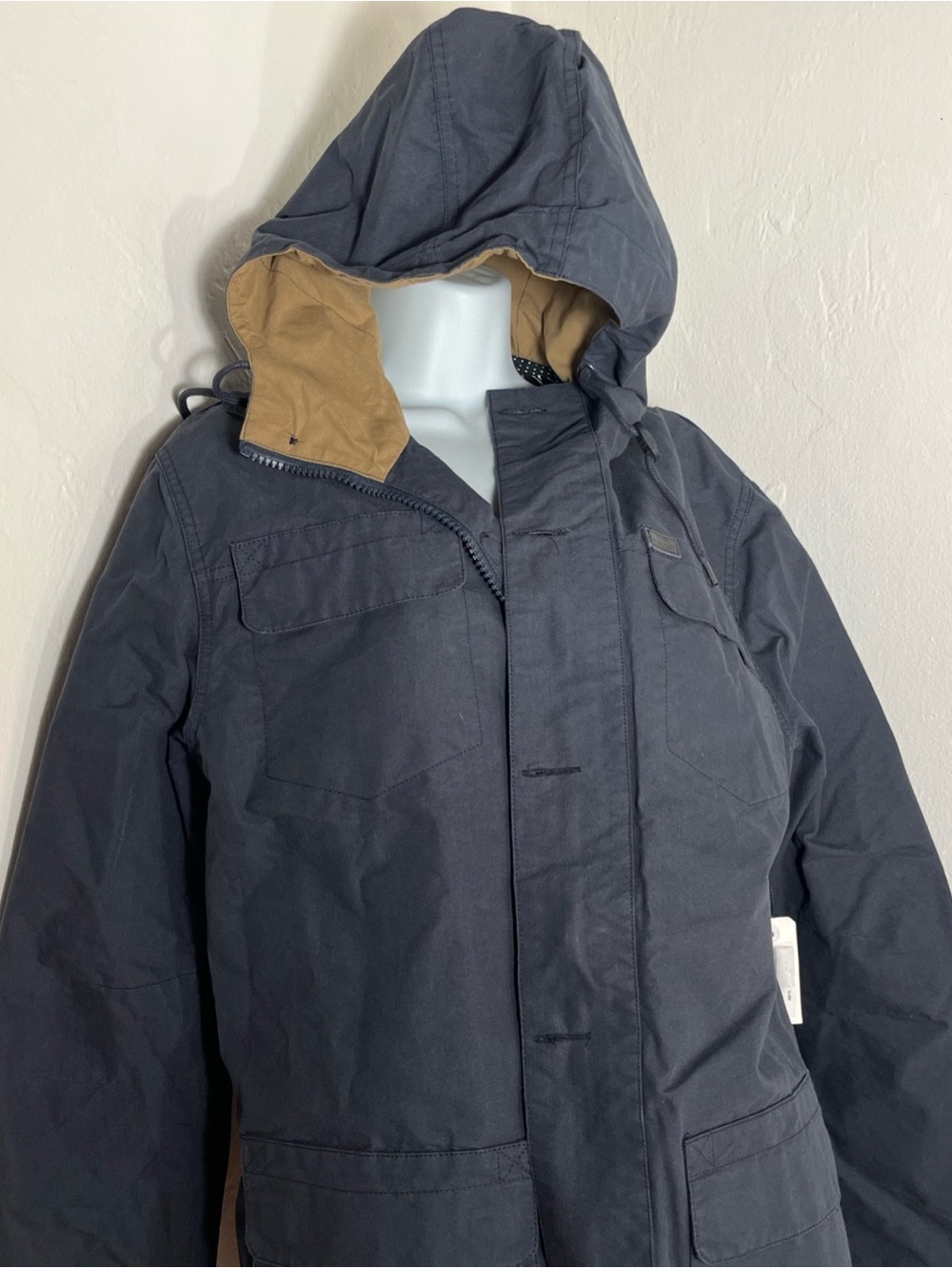 Globe Hooded Winter Parka Jacket in Dark Navy